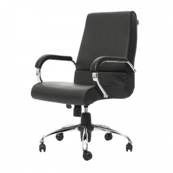 صندلی کارشناسی  مدل E404S راد سیستم از روکش چرمی مشکی ساخته شده است.