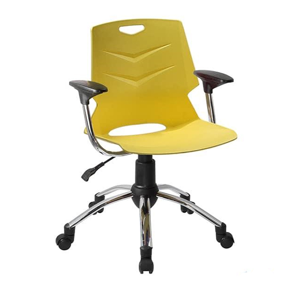 صندلی کودک راحتیران مدل F430Pدارای پایه های پنج پر، جک و دسته می باشد. رنگ پلاستیک این صندلی زرد است.