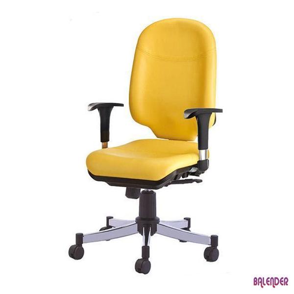 صندلی کارمندی رایانه صنعت مدل آلفا K913 به رنگ زرد و دارای پایه های پنج پر می باشد.