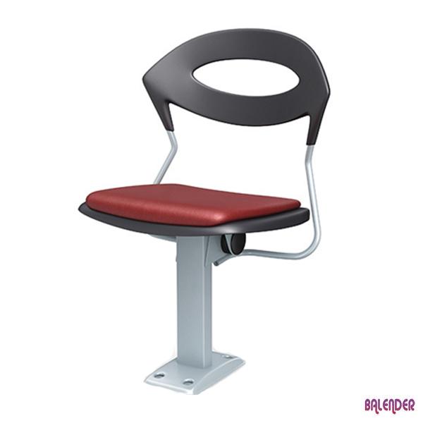 صندلی ورزشی اروند مدل 3720 دارای پایه ای ثابت، نشیمن تاشو و روکش تشک نشیمن به رنگ قرمز می باشد.