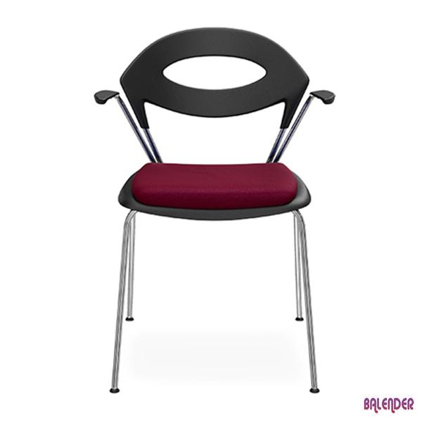 مدل دسته دار صندلی ثابت اروند مدل ۳۷۱۰ می باشد که نشیمنی با روکش قرمز رنگ و دو دسته در طرفین دارد.