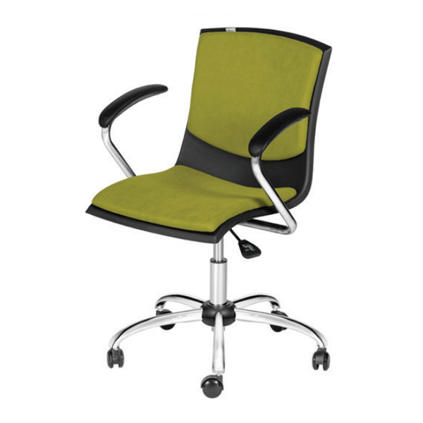 صندلی کارمندی VENTO داتیس مدل EV355 دارای پایه های کروم و تشک در کف و پشت به رنگ سبز می باشد. این محصول دارای جک است.