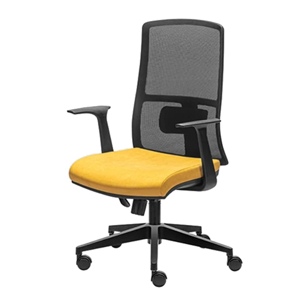 صندلی کارشناسی ROCO داتیس مدل XR630WF دارای پشتی از جنس مش است و روکش نشیمن آن زرد رنگ می باشد.