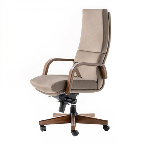 صندلی مدیریتی اروند مدل 5720 جکدار به همراه مکانیزم و دارای دسته و پایه چوبی