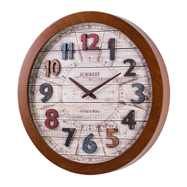 ساعت گرد دیواری با جنس صفحه چوبی