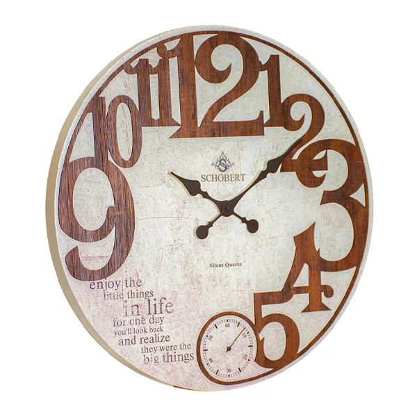 ساعت دیواری گرد بدون شیشه با جنس چوب