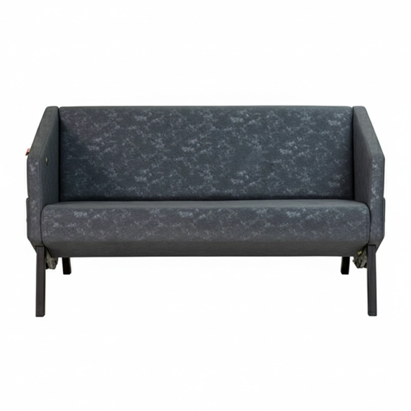 مبل دو نفره با روکش چرم و رنگ طوسی