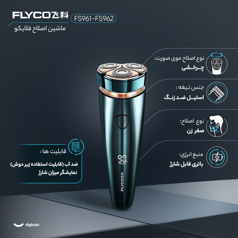 ماشین اصلاح موی صورت شارژی فلایکو مدل FS961-FS962 - Image 6
