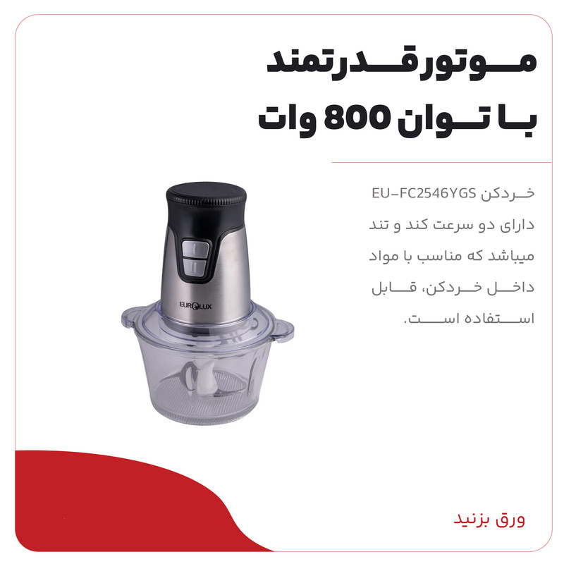 خردکن یورولوکس مدل EU-FC2546YGS - Image 10