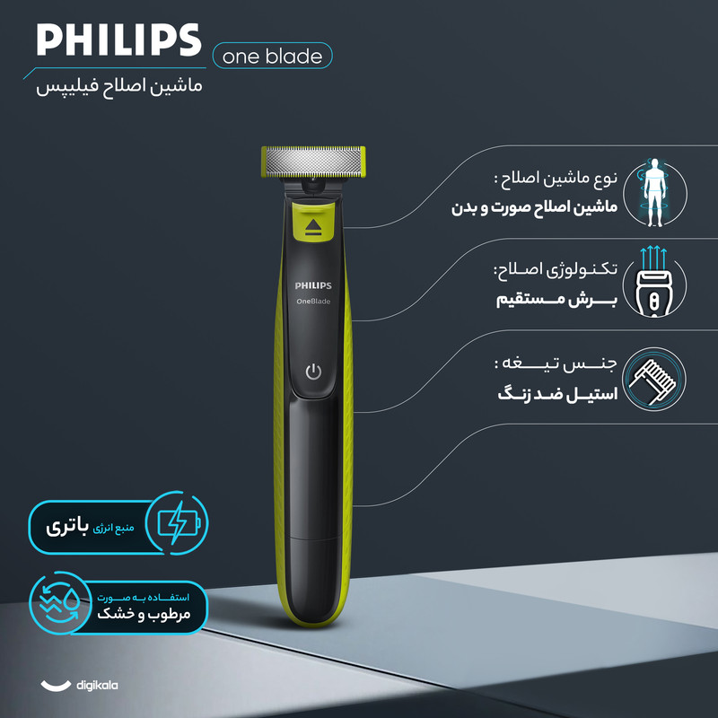 ماشین اصلاح موی صورت و بدن فیلیپس مدل one blade - Image 11