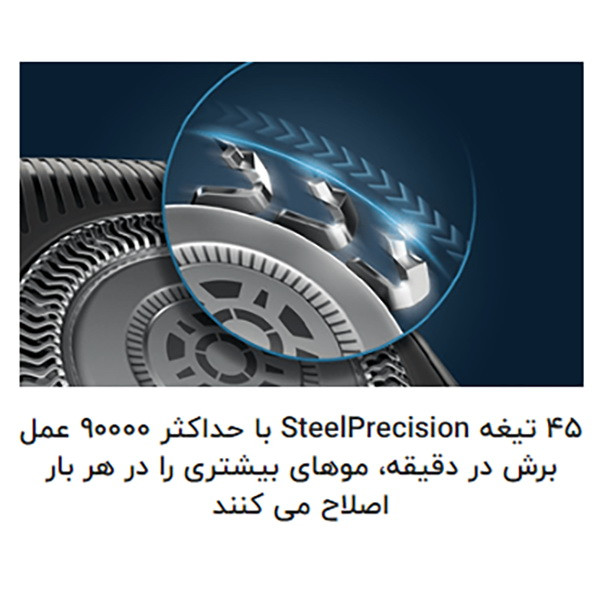 ماشین اصلاح موی صورت و بدن فیلیپس مدل S9985plus بههمراه خط زن، اصلاح به صورت صفر زن، استفاده به صورت خشک و مرطوب، ضد آب، منبع انرژی باتری، تکنولوژی اصلاح به صورت برش چرخشی، بههمراه کیف - Image 7