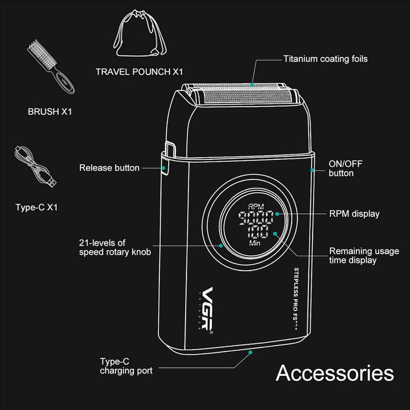 ست ماشین اصلاح موی صورت و بدن شارژی وی جی ار مدل v-378 - Image 6