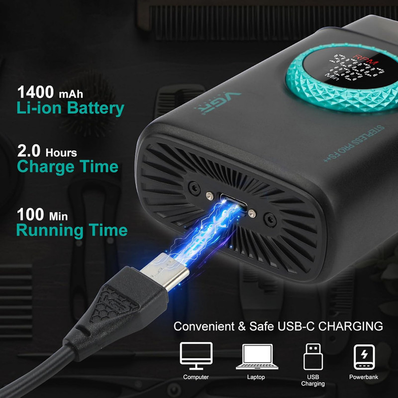 ست ماشین اصلاح موی صورت و بدن شارژی وی جی ار مدل v-378 - Image 5