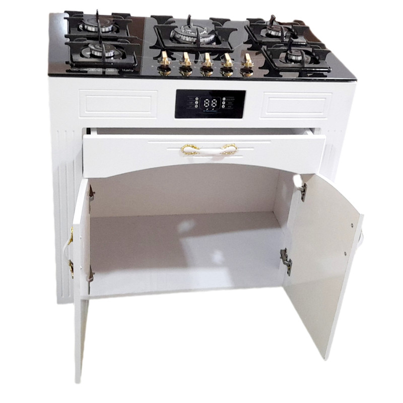 اجاق گاز 5 شعله هاکان مدل رو شیشه فندک دار دو درب جا قاشوقی //CHM_ M6// - Image 3