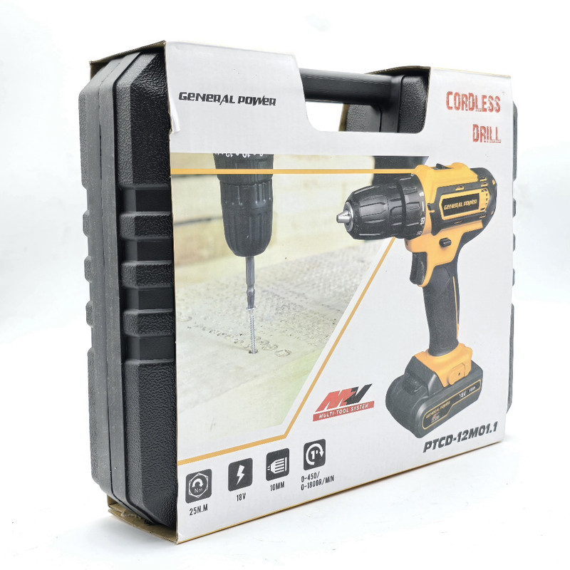 مجموعه 28 عددی دریل پیچ گوشتی شارژی سه نظام 10 میلیمتری 18 ولت جنرال پاور مدل 18V - Image 14