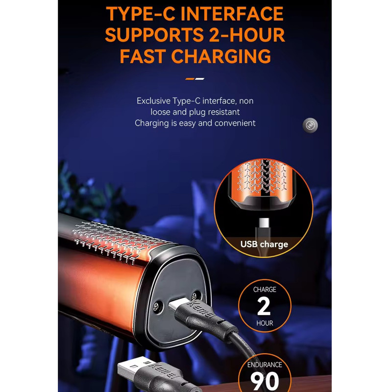 ست ماشین اصلاح موی صورت و بدن کیمی شارژی مدل KM-7939 - Image 7