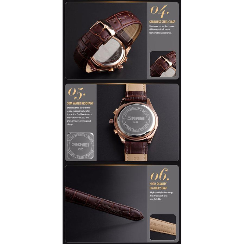 ساعت مچی عقربه ای اسکمی مدل 9127g کد 01 chrono - Image 6