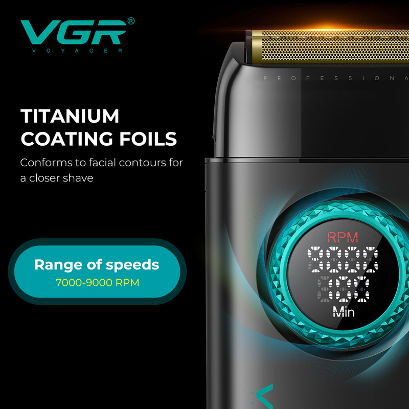 ست سشوار و ماشین اصلاح موی سر و صورت شارژی وی جی آر مدل Stepless pro مجموعه ۴ عددی - Image 8