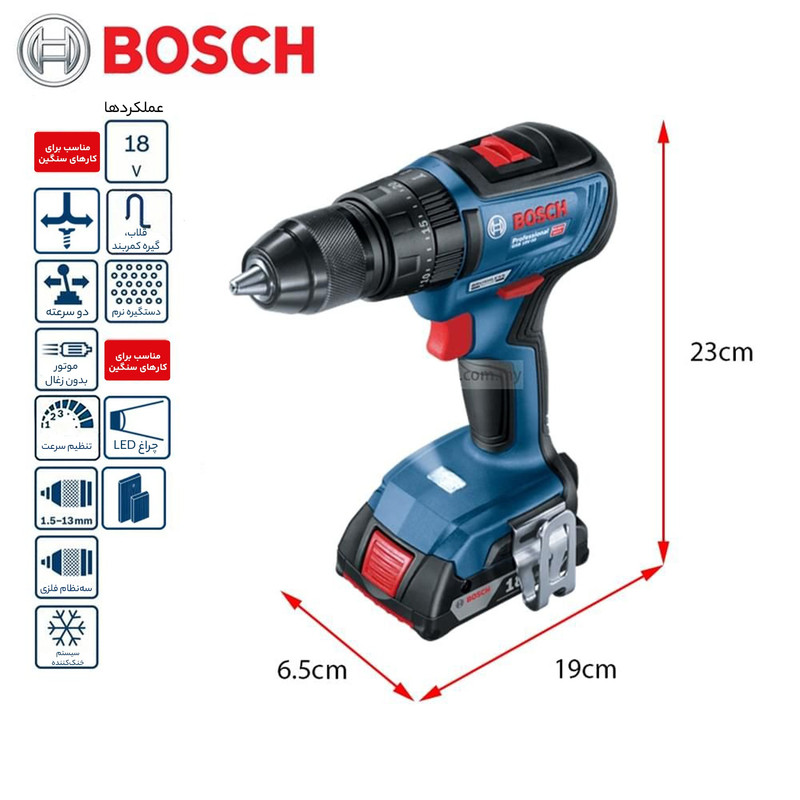 دریل پیچ گوشتی چکشی شارژی بوش مدل GSB 18V-50 Professional HEAVY DUTY - Image 7