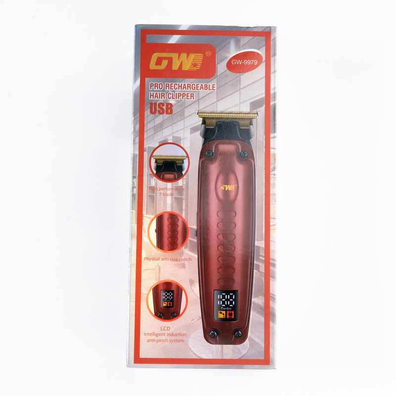 ماشین اصلاح موی سر و صورت جی دبلیو مدل GW-9979، اصلاح به صورت صفر زن، خط زن، منبع انرژی باتری، تکنولوژی اصلاح به صورت تریمر، مدت زمان شارژ 120 دقیقه و مدت زمان استفاده پس از شارژ 120 دقیقه، به همراه کابل شارژ، برس تمیزکننده، روغن، 4 عدد شانه، عملکرد توربو - Image 2