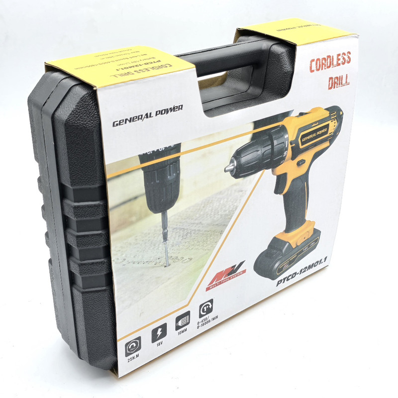 مجموعه 28 عددی دریل پیچ گوشتی شارژی سه نظام 10 میلیمتری 18 ولت جنرال پاور مدل 18V - Image 12