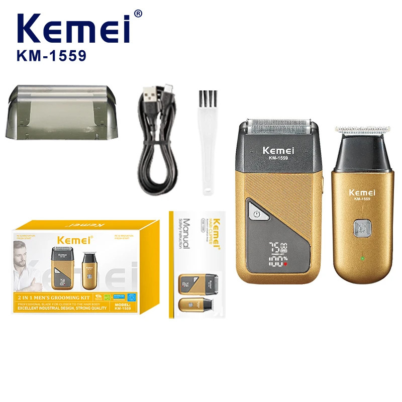 ماشین اصلاح موی سر و صورت شارژی کیمی مدل km-1559 مجموعه دو عددی - Image 3