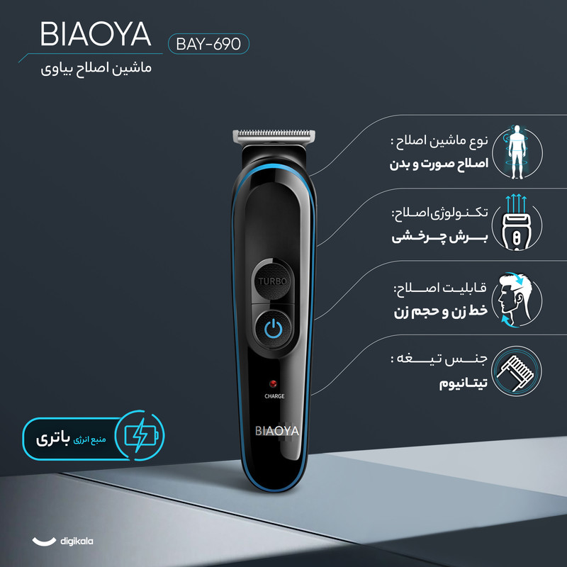 ست ماشین اصلاح موی صورت و بدن بیاوی مدل BAY-690 - Image 3