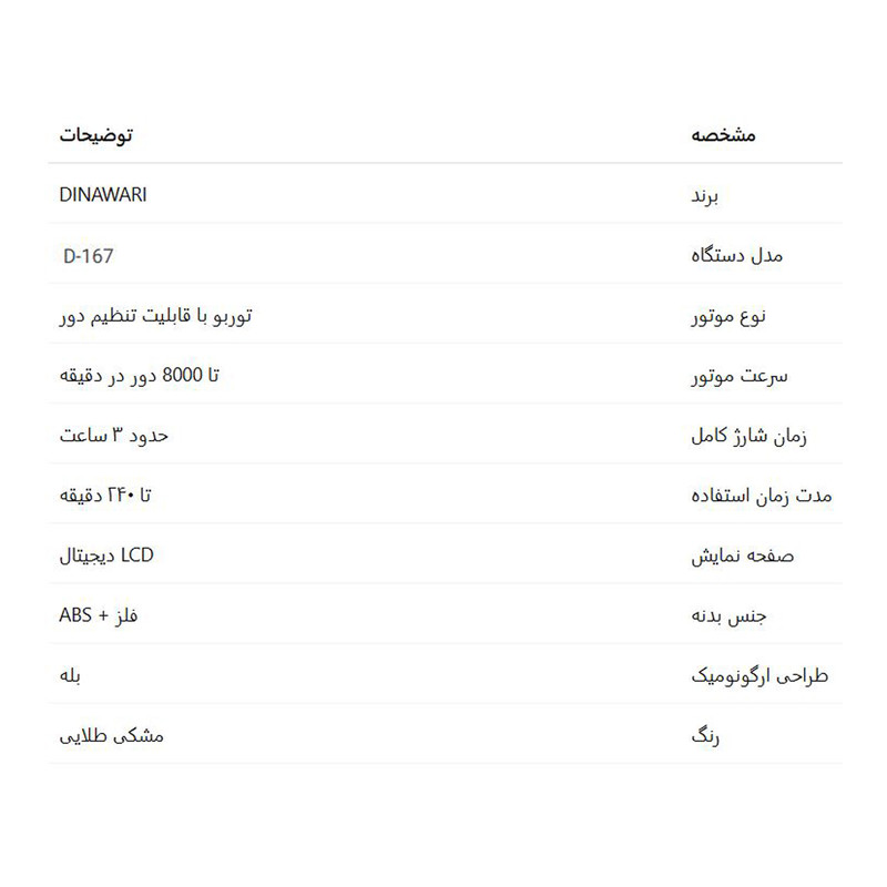 ماشین اصلاح موی سر و صورت شارژی دیناواری مدل D-167 - Image 11