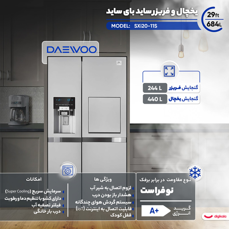 یخچال فریزر ساید بای ساید 29 فوت دوو مدل SXi20-11S - Image 5