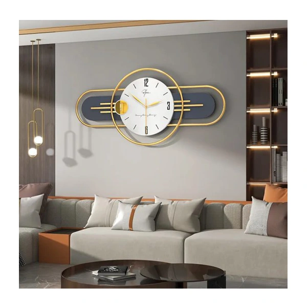 ساعت دیواری مدل آرون با جنس بدنه فلزی به شکل گرد همراه با تابلو