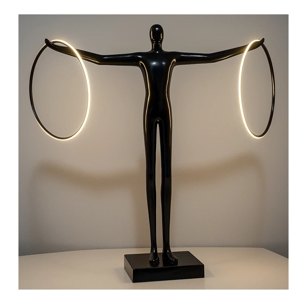 مجسمه فیگور انسان مدل فرمانروای روشنایی (کد 9523) دارای دو چراغ