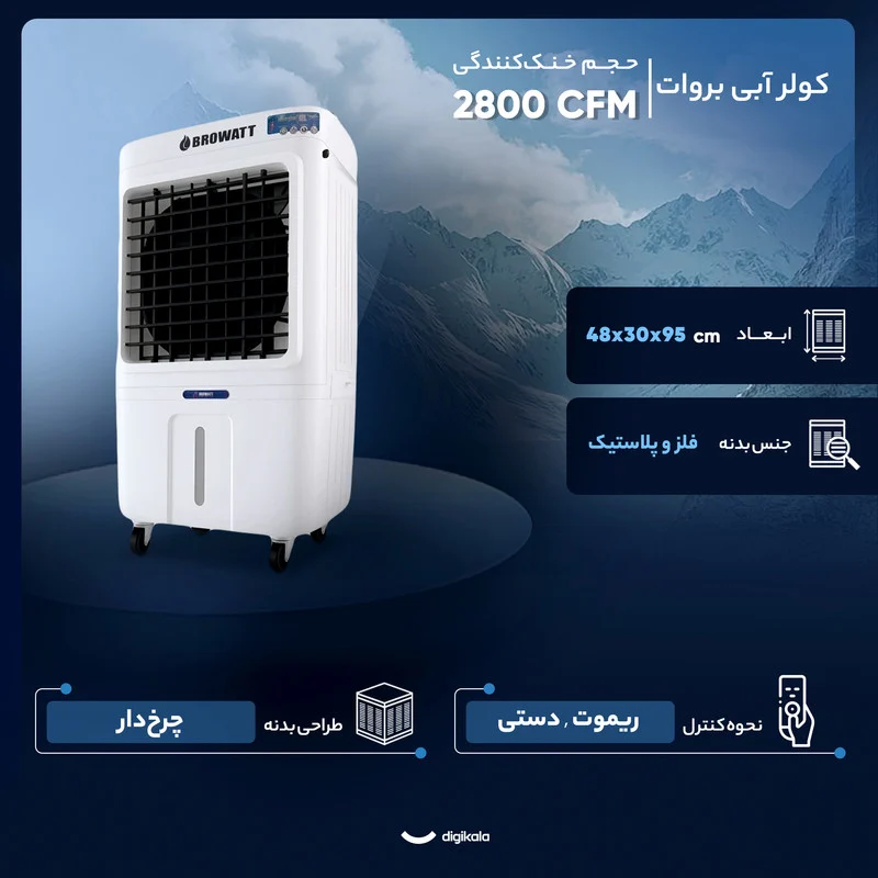 کولر آبی سلولزی 2800 بروات مدل BR-24000 - Image 2