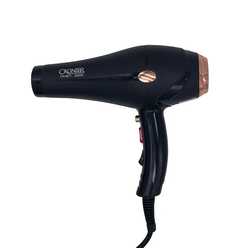 سشوار نیمه حرفهای کرونر مدل CR-6677 2500W، موتور AC، توان مصرفی 2500 وات، دارای قابلیت باد سرد، فناوری تولید یون، وزن 540 گرم، به همراه 2 عدد سری متمرکزکننده - Image 2