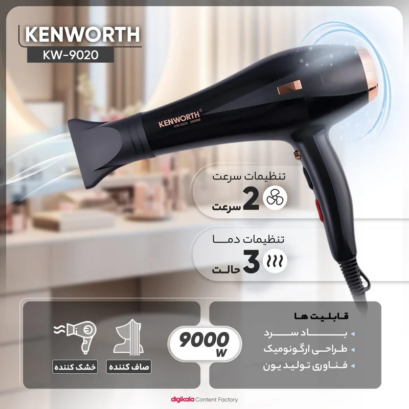 سشوار حرفه ای کنورث مدل KW-9020 - Image 12