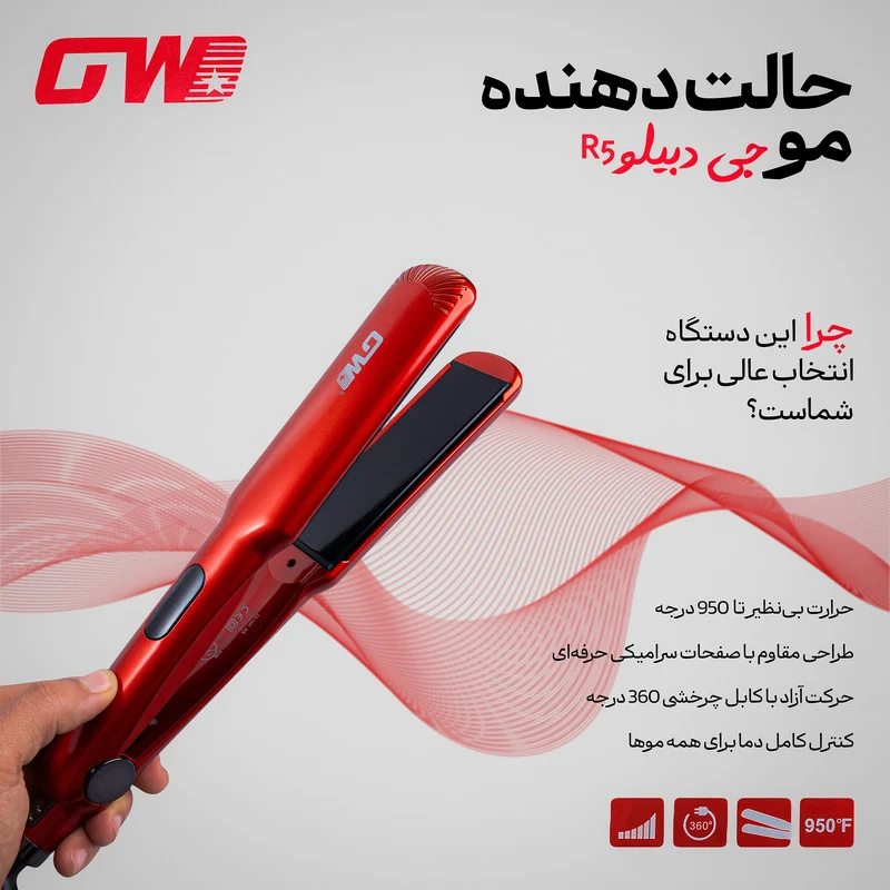 اتو و حالت دهنده ی مو جی دبلیو مدل R5 - Image 4