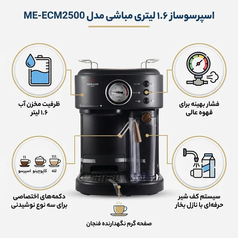 اسپرسو ساز 1.6 لیتری مباشی مدل ME ECM2500 - Image 2