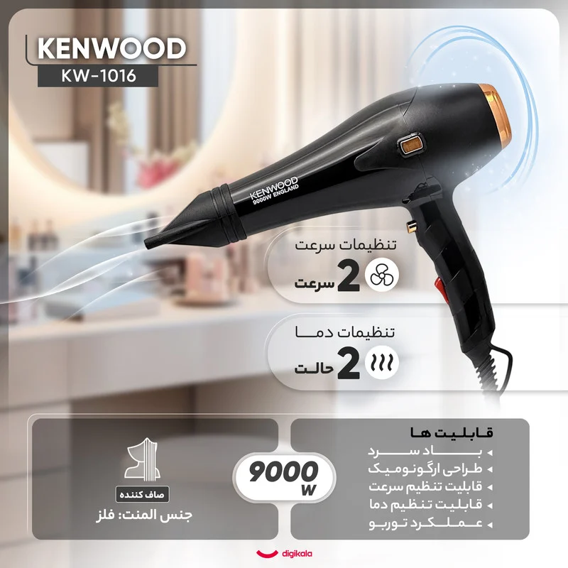 سشوار حرفهای کنوود مدل KW-1016 - Image 4