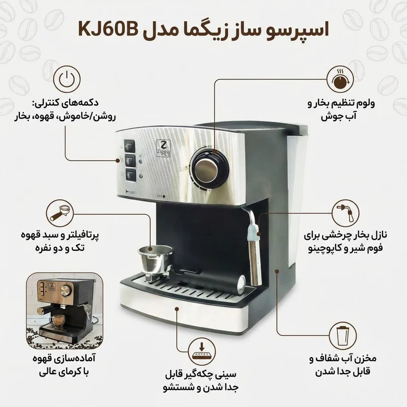 اسپرسو ساز زیگما مدل KJ60B - Image 2