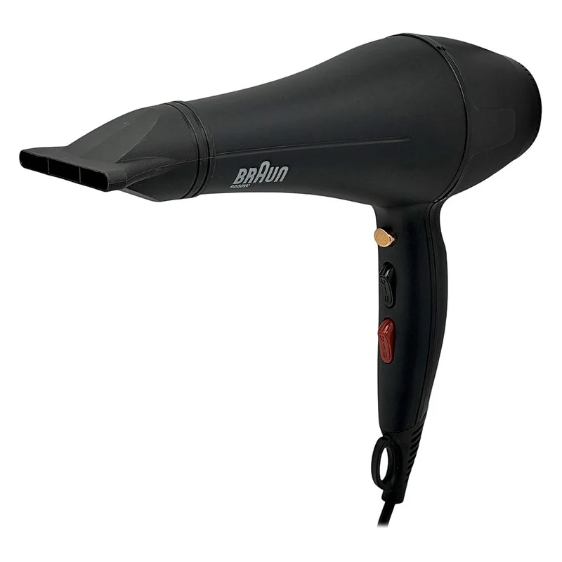 سشوار حرفهای براون مدل BR-1009، موتور AC با توان مصرفی 9000 وات، دارای قابلیت تعویض سری، باد سرد، عملکرد توربو، دارای حلقه آویختن، با حالت صافکننده و حجمدهنده، وزن 650 گرم، تنظیم حرارت 3 حالته و کنترل سرعت 2 حالته، به همراه سری متمرکزکننده - Image 3