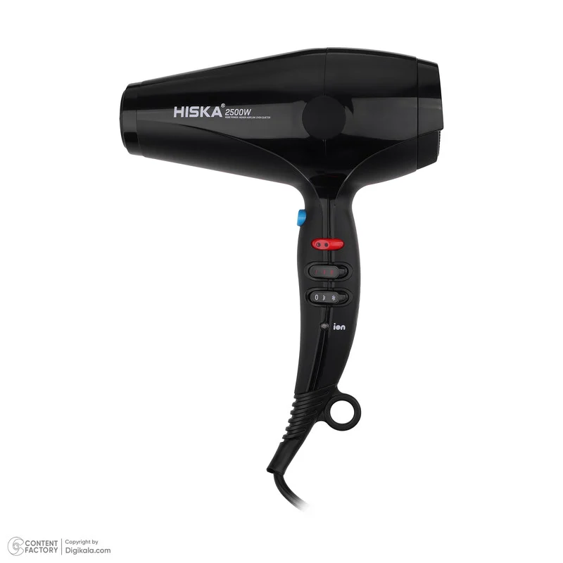 سشوار حرفهای هیسکا مدل H5261، موتور AC با توان مصرفی 2500 وات، دارای قابلیت باد سرد، فناوری تولید یون، دارای حلقه آویختن، با حالت صافکننده و حجمدهنده، وزن 1350 گرم، تنظیم حرارت 4 حالته و کنترل سرعت 2 حالته، به همراه دیسپانسر و 2 عدد سری متمرکزکننده - Image 12