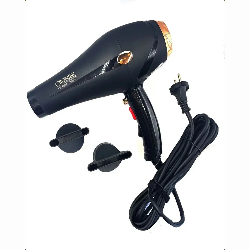 سشوار نیمه حرفهای کرونر مدل CR-6677 2500W، موتور AC، توان مصرفی 2500 وات، دارای قابلیت باد سرد، فناوری تولید یون، وزن 540 گرم، به همراه 2 عدد سری متمرکزکننده - Image 6