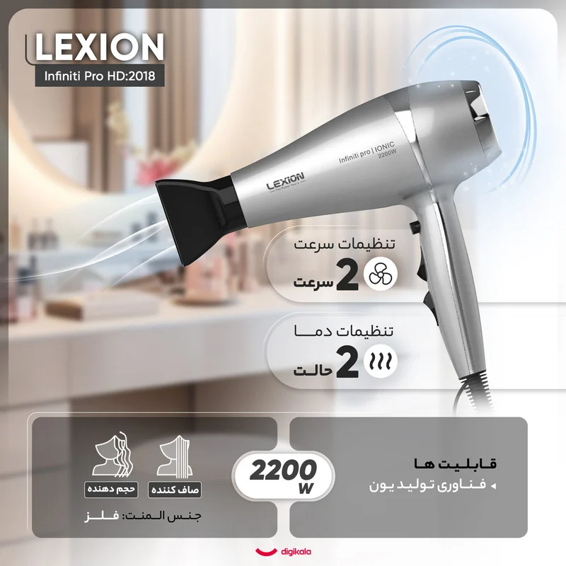 سشوار حرفه ای 2200 وات لکسیون مدل Infiniti Pro HD:2018 - Image 2