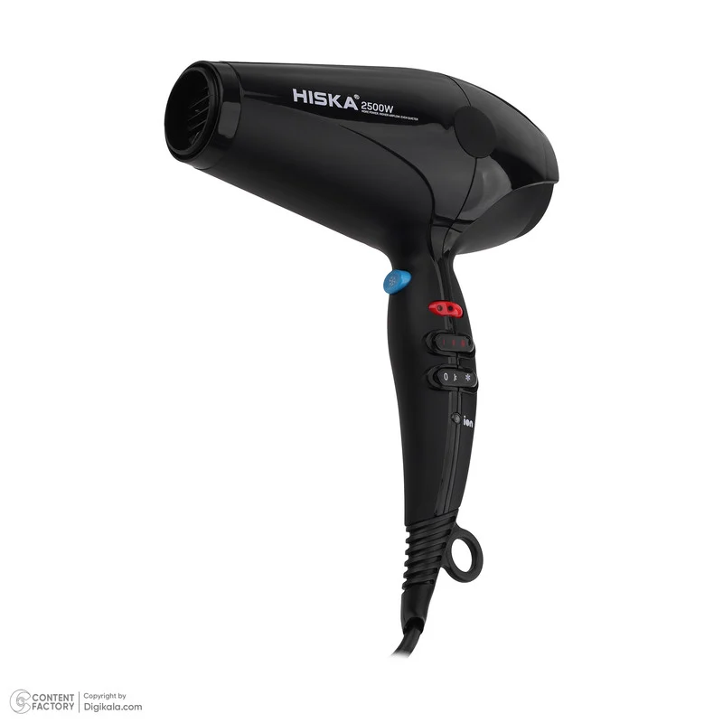 سشوار حرفهای هیسکا مدل H5261، موتور AC با توان مصرفی 2500 وات، دارای قابلیت باد سرد، فناوری تولید یون، دارای حلقه آویختن، با حالت صافکننده و حجمدهنده، وزن 1350 گرم، تنظیم حرارت 4 حالته و کنترل سرعت 2 حالته، به همراه دیسپانسر و 2 عدد سری متمرکزکننده - Image 11