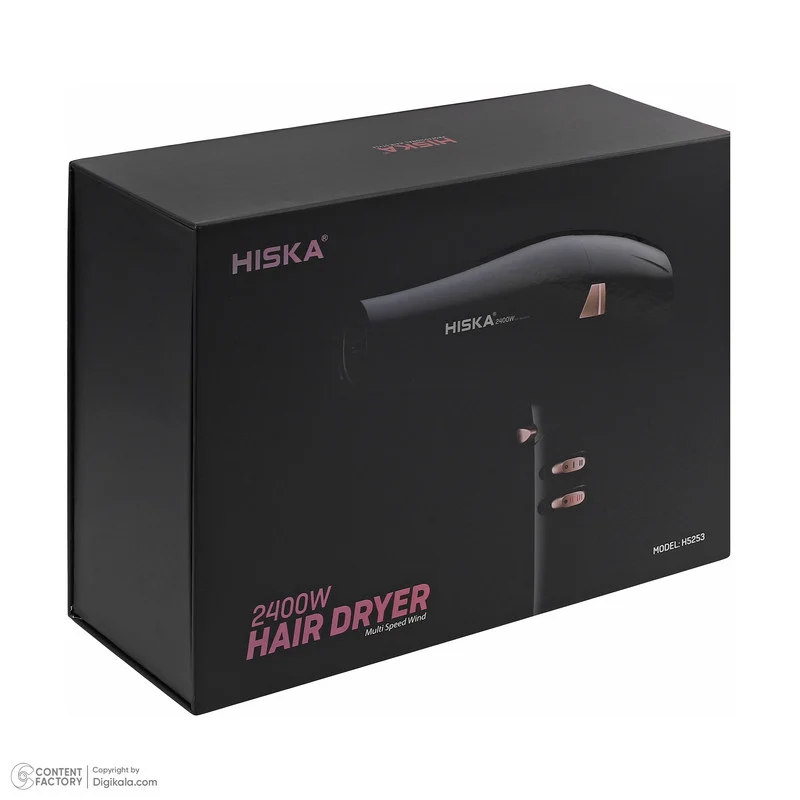 سشوار حرفهای هیسکا مدل H5253، موتور AC با توان مصرفی 2400 وات، دارای قابلیت باد سرد، فناوری تولید یون، حلقه آویختن، با حالت فرکننده، صافکننده و حجمدهنده، وزن 1100 گرم، تنظیم حرارت 3 حالته و کنترل سرعت 2 حالته، به همراه 2 عدد سری متمرکزکننده - Image 15
