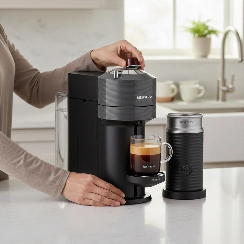 اسپرسو ساز ۱۱۰۰ میلیلیتر نسپرسو مدل Vertuo Next به همراه کف شیرساز نسپرسو - Image 4
