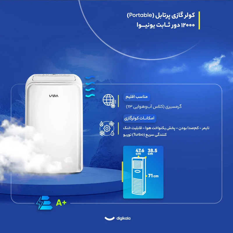کولر گازی پرتابل 12000 دور ثابت یونیوا مدل UN-MB12 - Image 2