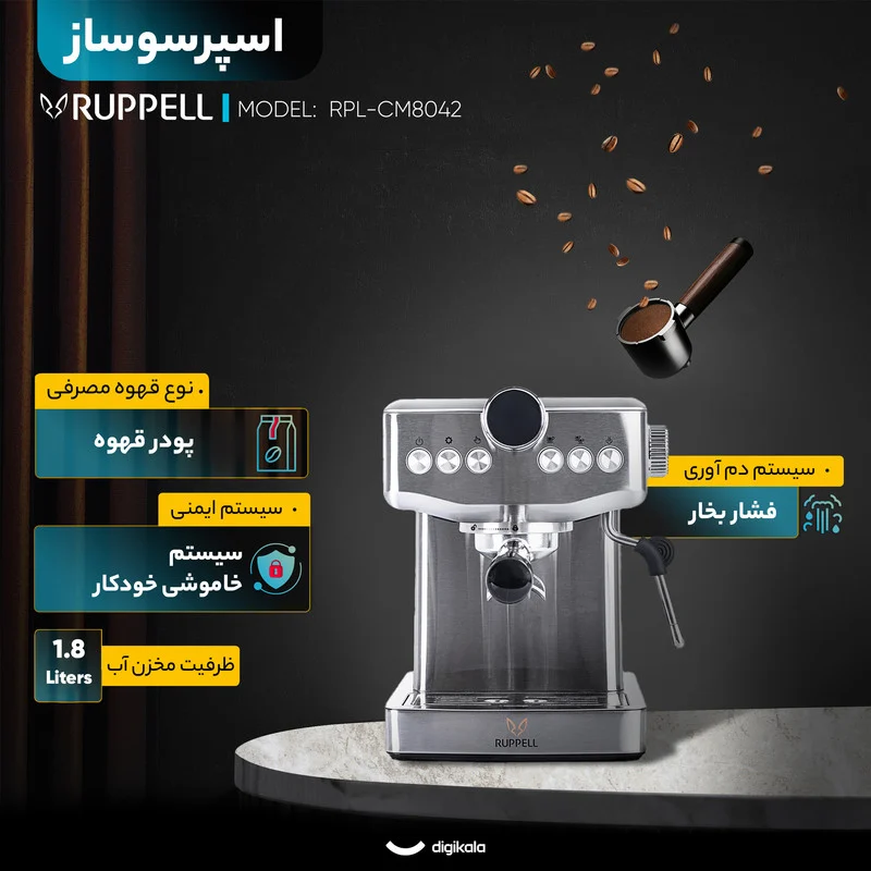 اسپرسو ساز 1800 میلیلیتر روپل مدل RPL-CM8042 - Image 5