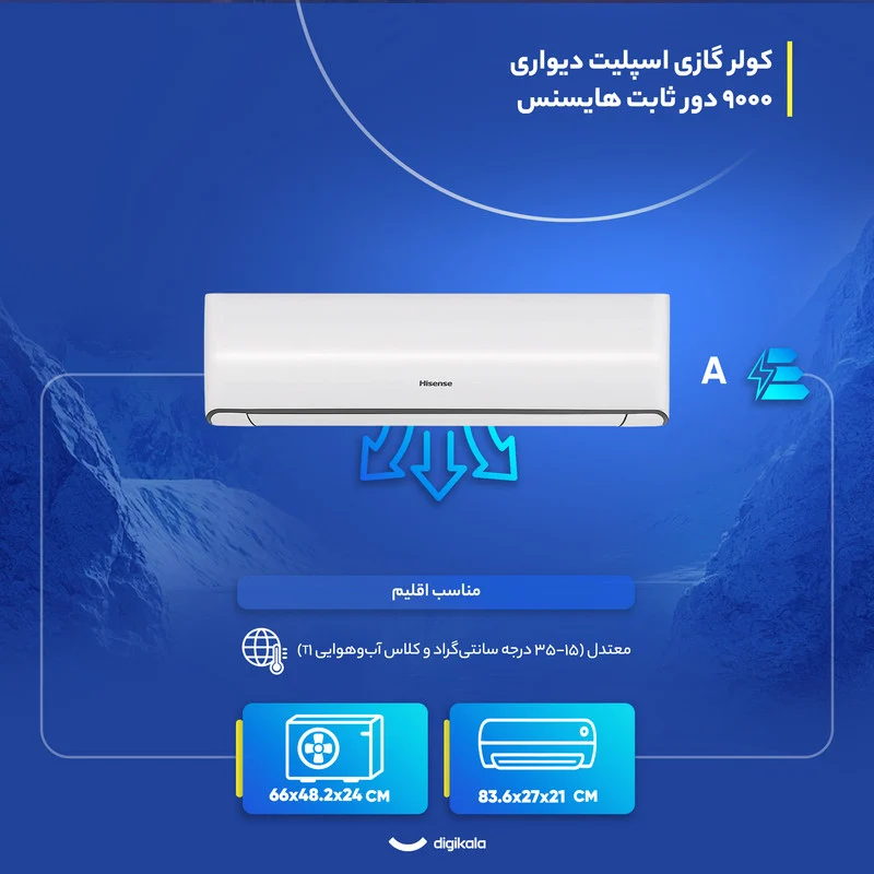 کولر گازی اسپلیت دیواری (Split) 9000 دور ثابت هایسنس مدل HRH-09TQ - Image 3