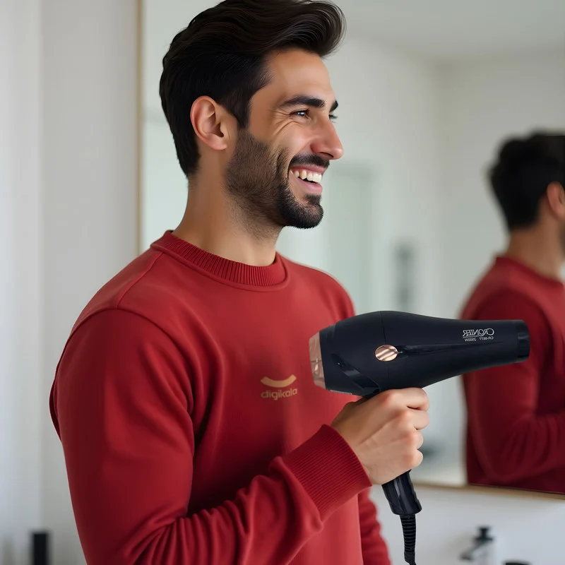 سشوار نیمه حرفهای کرونر مدل CR-6677 2500W، موتور AC، توان مصرفی 2500 وات، دارای قابلیت باد سرد، فناوری تولید یون، وزن 540 گرم، به همراه 2 عدد سری متمرکزکننده - Image 3