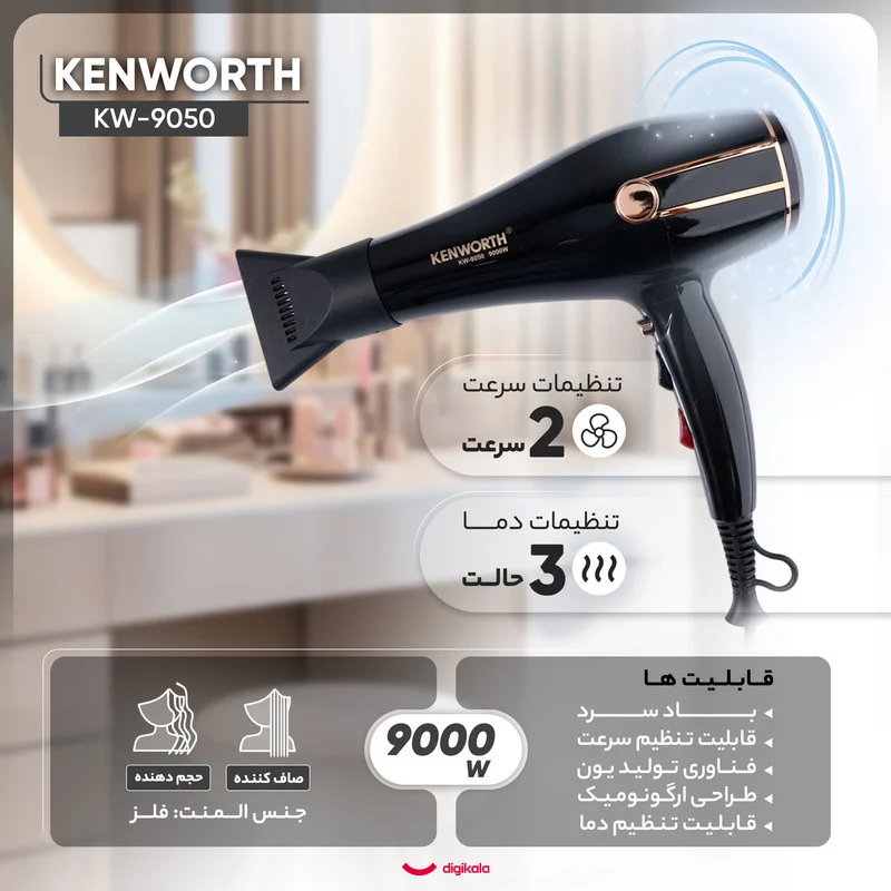 سشوار حرفه ای کنورث مدل KW-9050 - Image 4